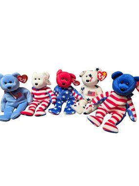 Ty Beanie Baby bears 4th of July Patriotic American Flag Plush